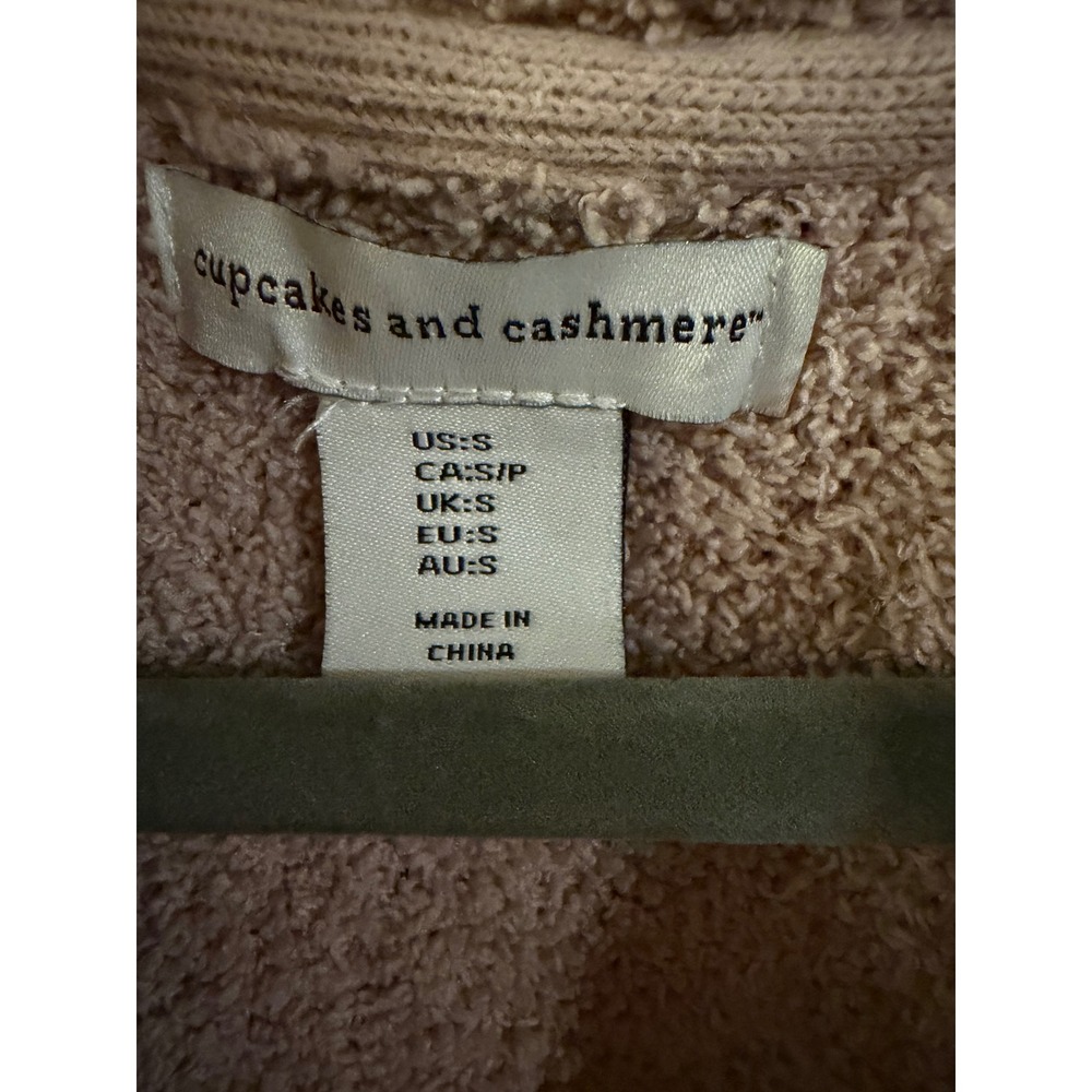 Cupcakes and Cashmere Pink Fuzzy Popcorn Knit Open Front Cardigan Sweater Small - Picture 3 of 6